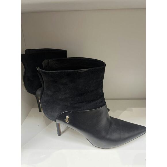 Jimmy Choo Black Leather and Suede Ankle Boots - Size 39 - Picture 2 of 4